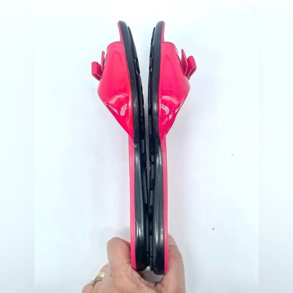 Prada Fuschia Pink Patent Leather Logo Bow Slide Sandal flat EU 39 - Picture 6 of 9